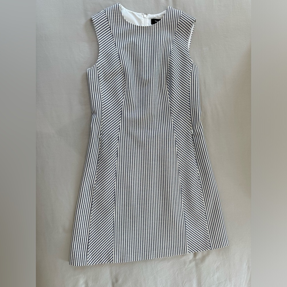 Theory Blue & White Stripe Dress